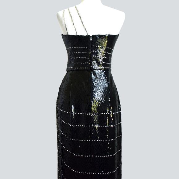 VINTAGE ROSE TAFT COUTURE RARE !!!GORGEOUS Rhinestone Beaded Sequin Dress XS - Picture 7 of 10